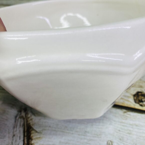 Home TM Solid White Embossed Top Octagon Shape Ceramic Soup Cereal Bowls Set  4 - Picture 14 of 16